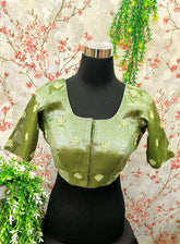Sage Green with flower embroidery blouse